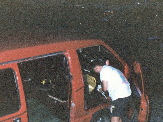 Paul looking for change in the glove box