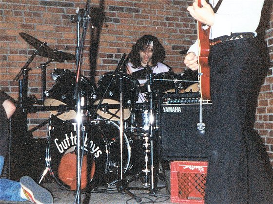 Bashing on the drum kit