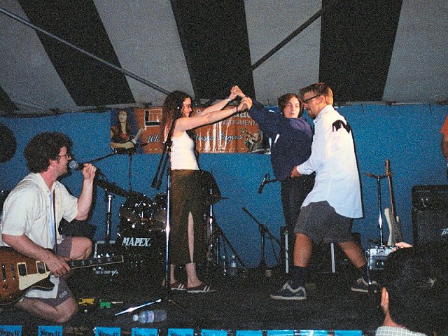 A picture of an audience participation gag during the performance.