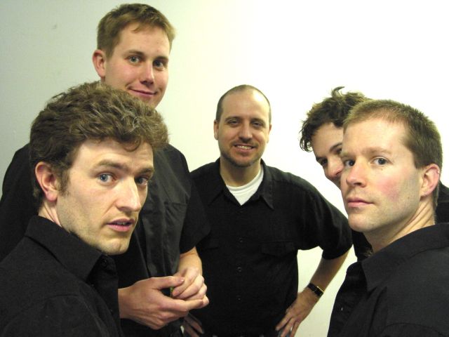 From left to right: Troy Jones, Rob Sample, Patrick Calnan, Matt Scase (hidden), and Stephan Meyer.