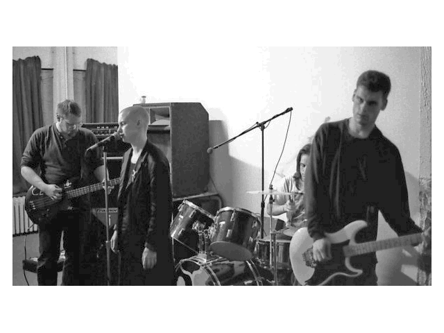 The band in mid-song